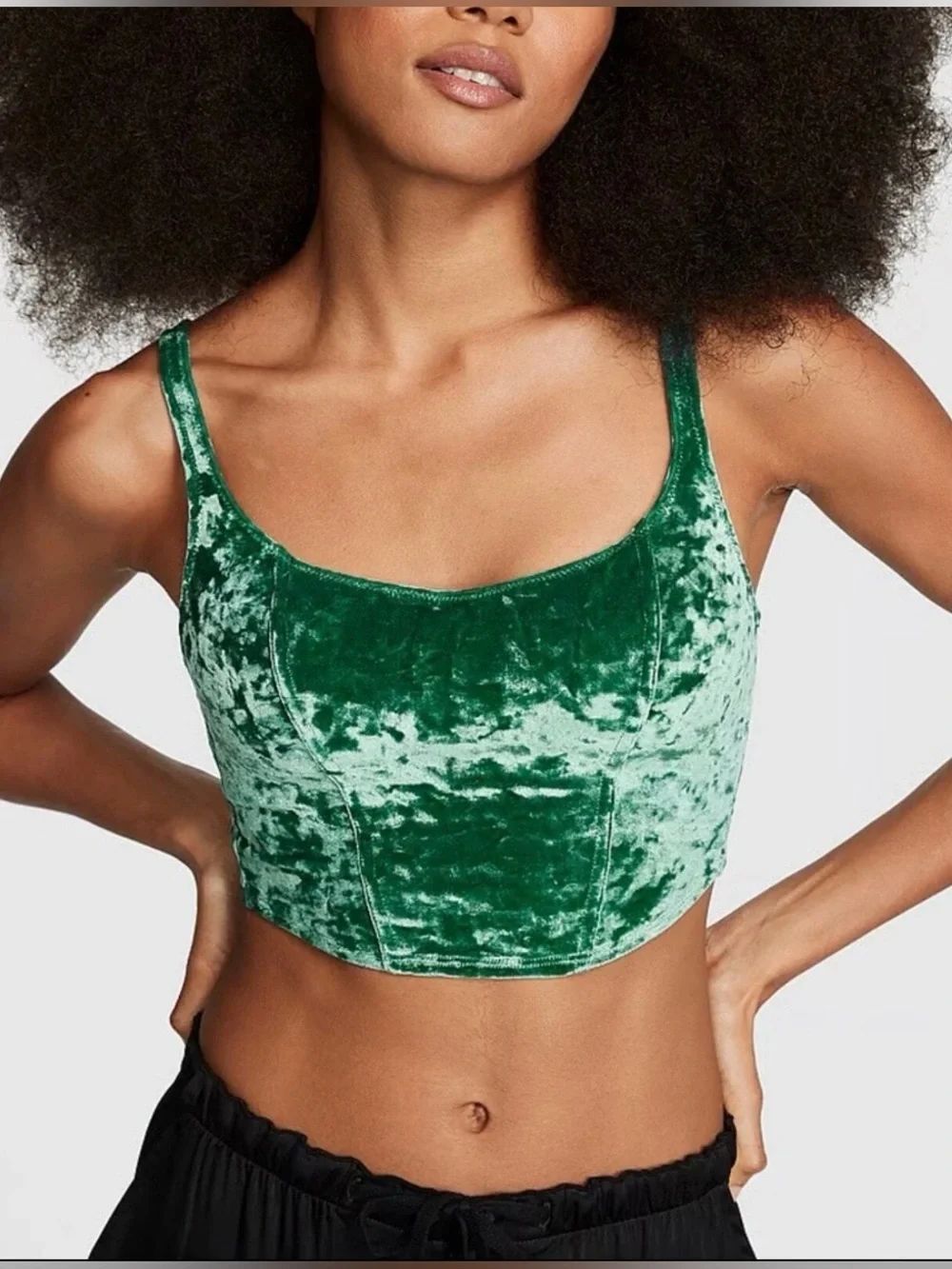 NWT Victoria's Secret PINK Kelly Green Velvety Lightly Lined Corset Top Sz M